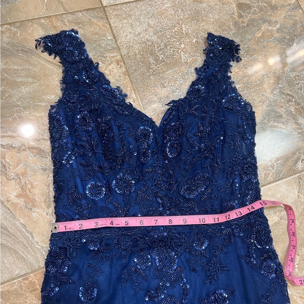 Montage by Mon Cheri M534 - Beaded Tulle Mother of the bride Navy Gown size 10 - Picture 9 of 14